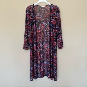 Joie de Vivre Women 1X Sheer Kimono Mesh Duster Poolside Coverup Stretchy Boho